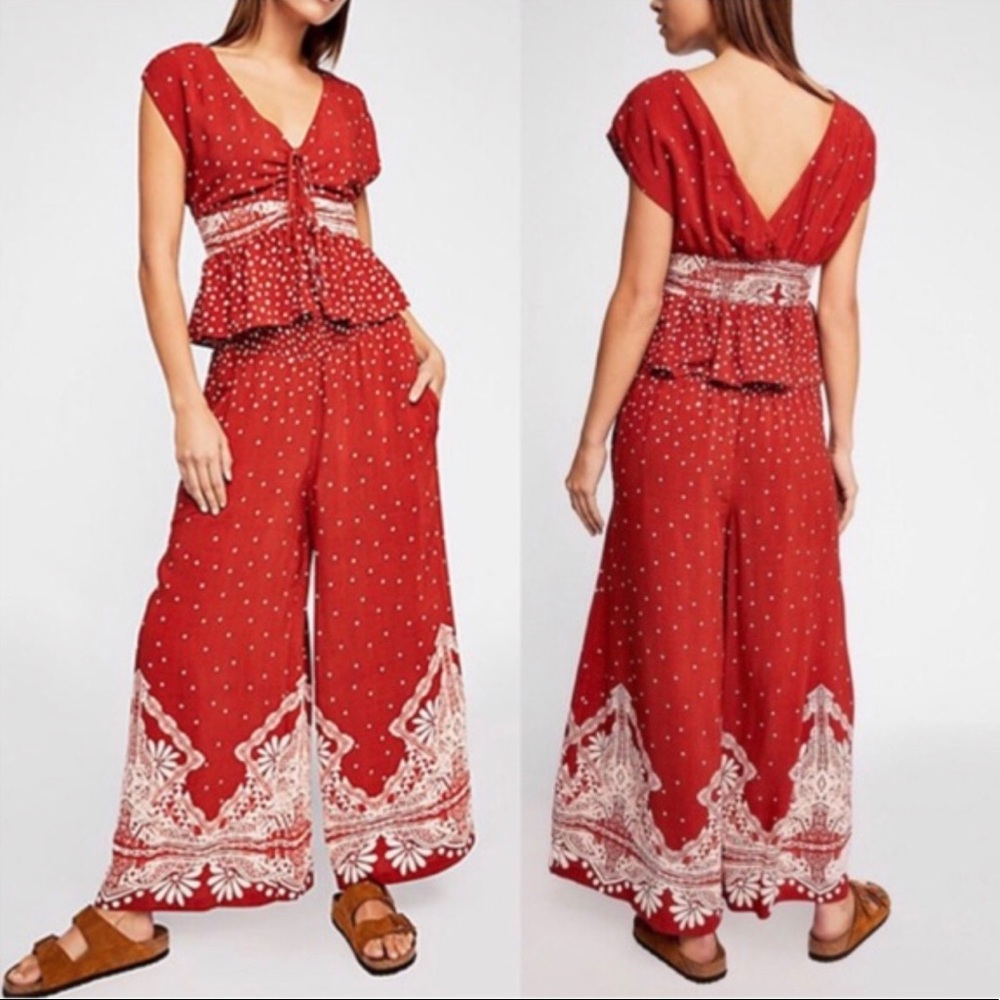 Free People bohemian shirt and pant set